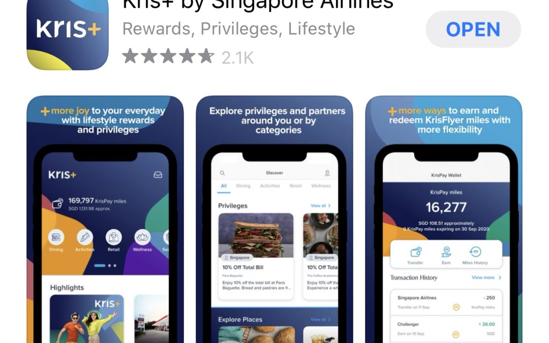 Pay with Singapore Airlines Kris+ App and earn extra 30% miles-back instantly