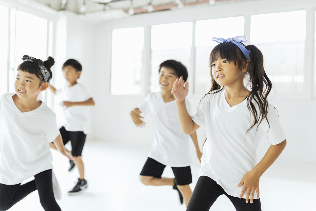 Little hiphop dancer dancing at dance studio.