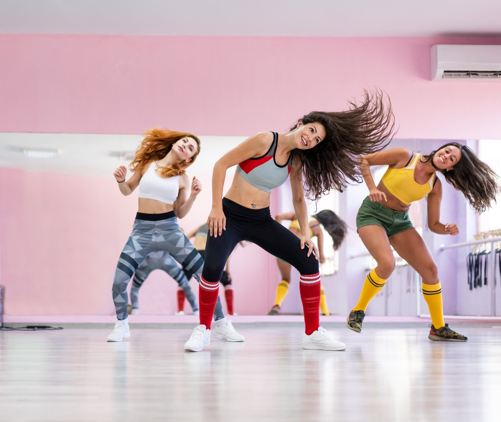 Professional dancer class dancing in dancing studio