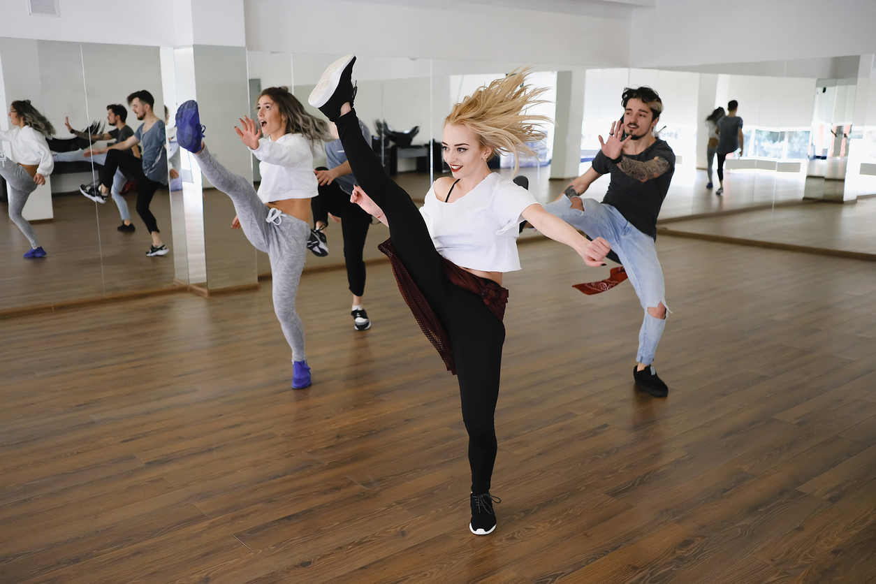 Group of four hip-hop dancers
